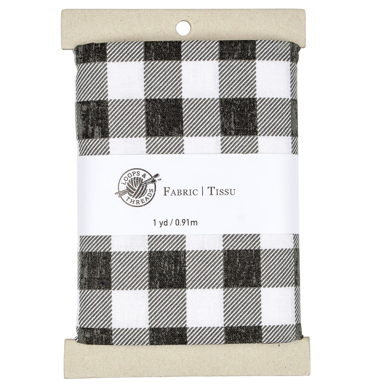 Black &#x26; White Buffalo Check Cotton Fabric by Loops &#x26; Threads&#x2122;